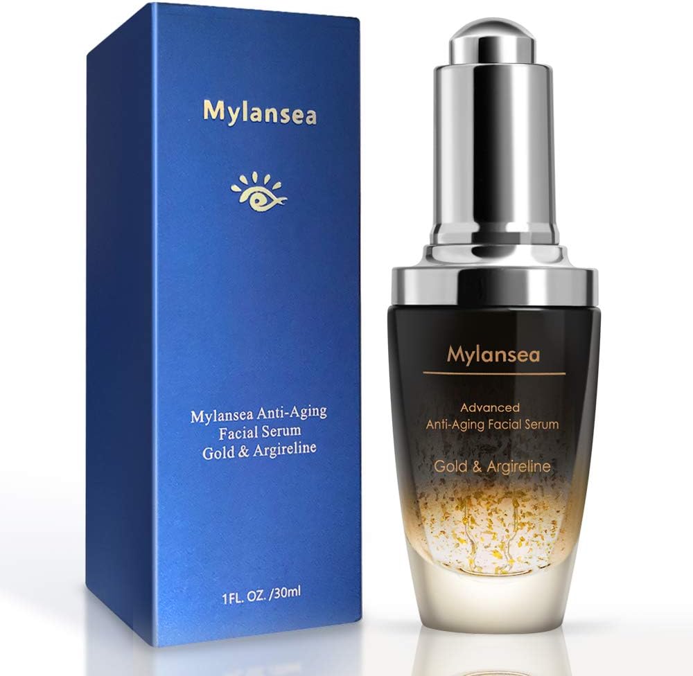 Gold Face Serum, Mylansea Anti-aging Facial Serum Peptide Hyaluronic Acid Serum for Face, 30ml