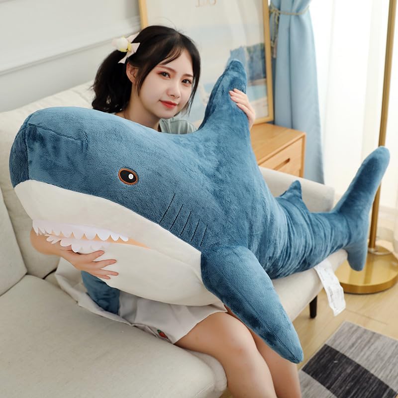 39inch Giant Shark Plush Toy Pillow,3D Giant Shark Stuffed Animal Soft Shark Cushion Pillow Shark Stuffed Toy Throw Pillow for Children’s Pillow Boys and Girls Room Decoration Bedtime Gift (100cm)