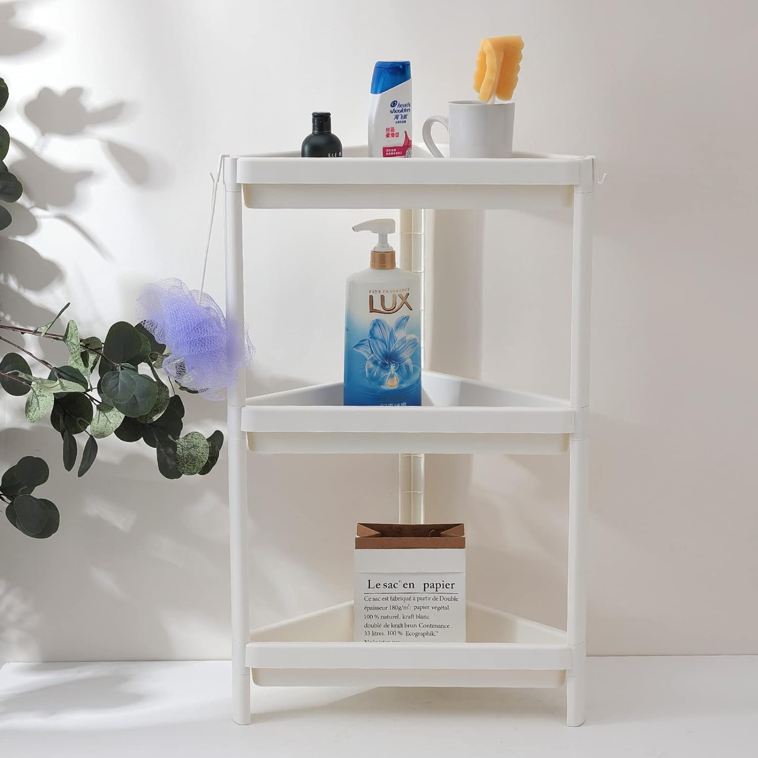 Homestic Corner Shelf for Bathroom|3 Layer Triangle Rack for Storage|Plastic Shelf for Bathroom, Kitchen|Bathroom Shelf Organizer|White (B0CVXLN9BG) Amazon Price History, Amazon Price Tracker