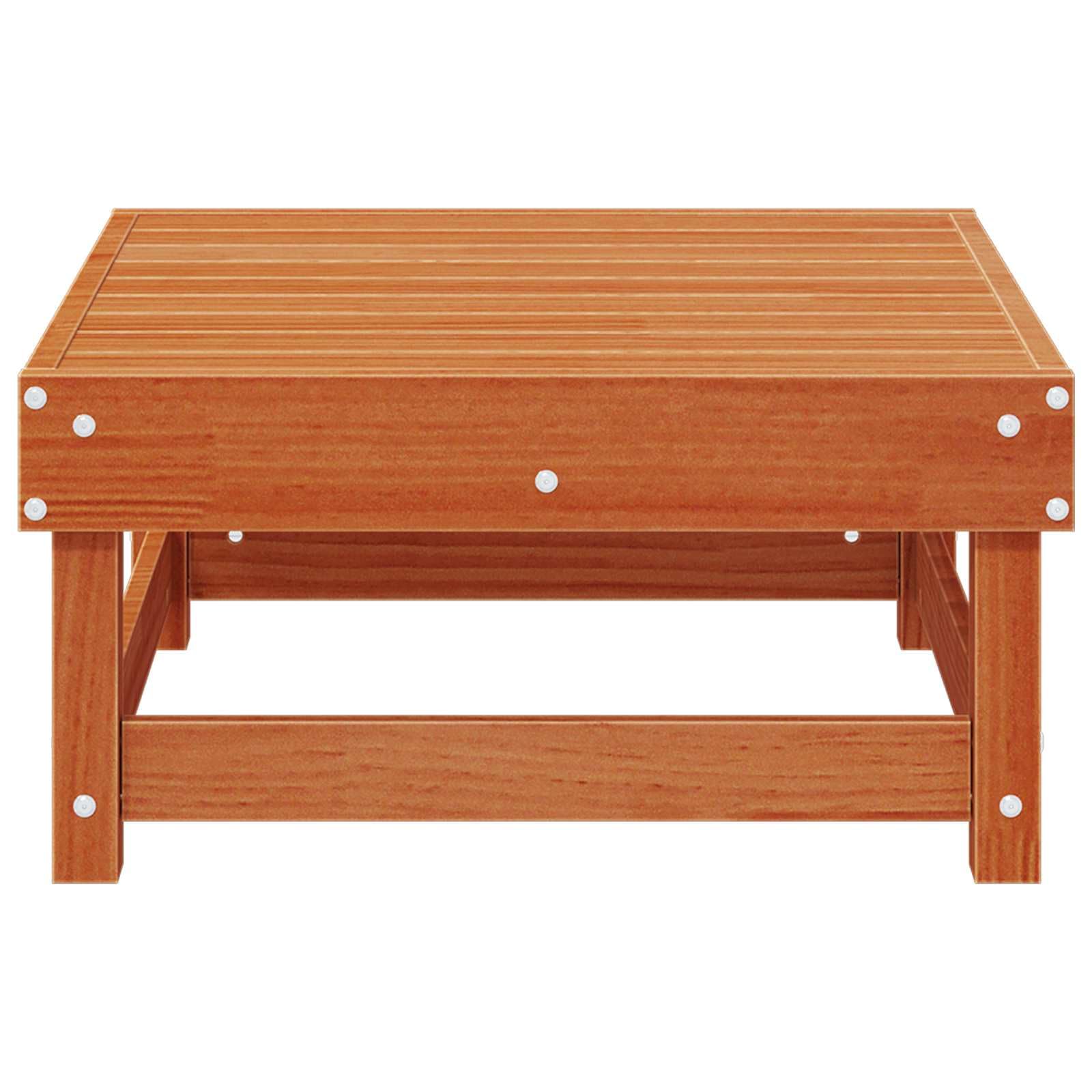 Reposapiés de jardín de madera maciza de pino, reposapiés modular para jardín y patio, 61 x 60,5 x 30 cm, color marrón cera, estructura de madera resistente para exteriores