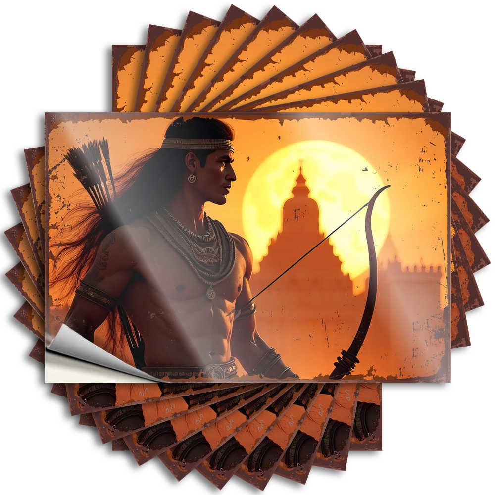 Fzfn Boys Colour Lettering Sticker Cool Bedroom Decor Waterproof - Silhouetted Warrior Against Sunset Sky Hard Self Adhesive Decal For Gamer Use(12X18cm)