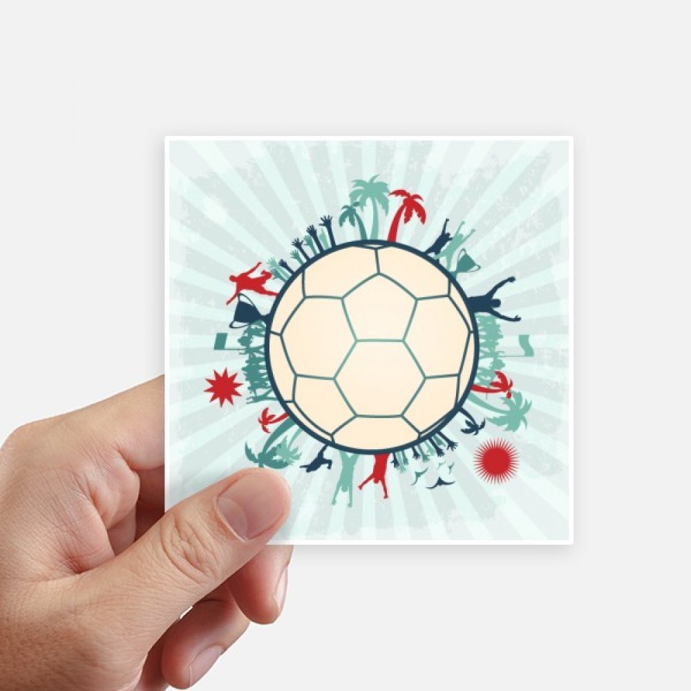 Autocollant football terre arbres lot de 8 stickers carrés 10cm pour gourde et pc