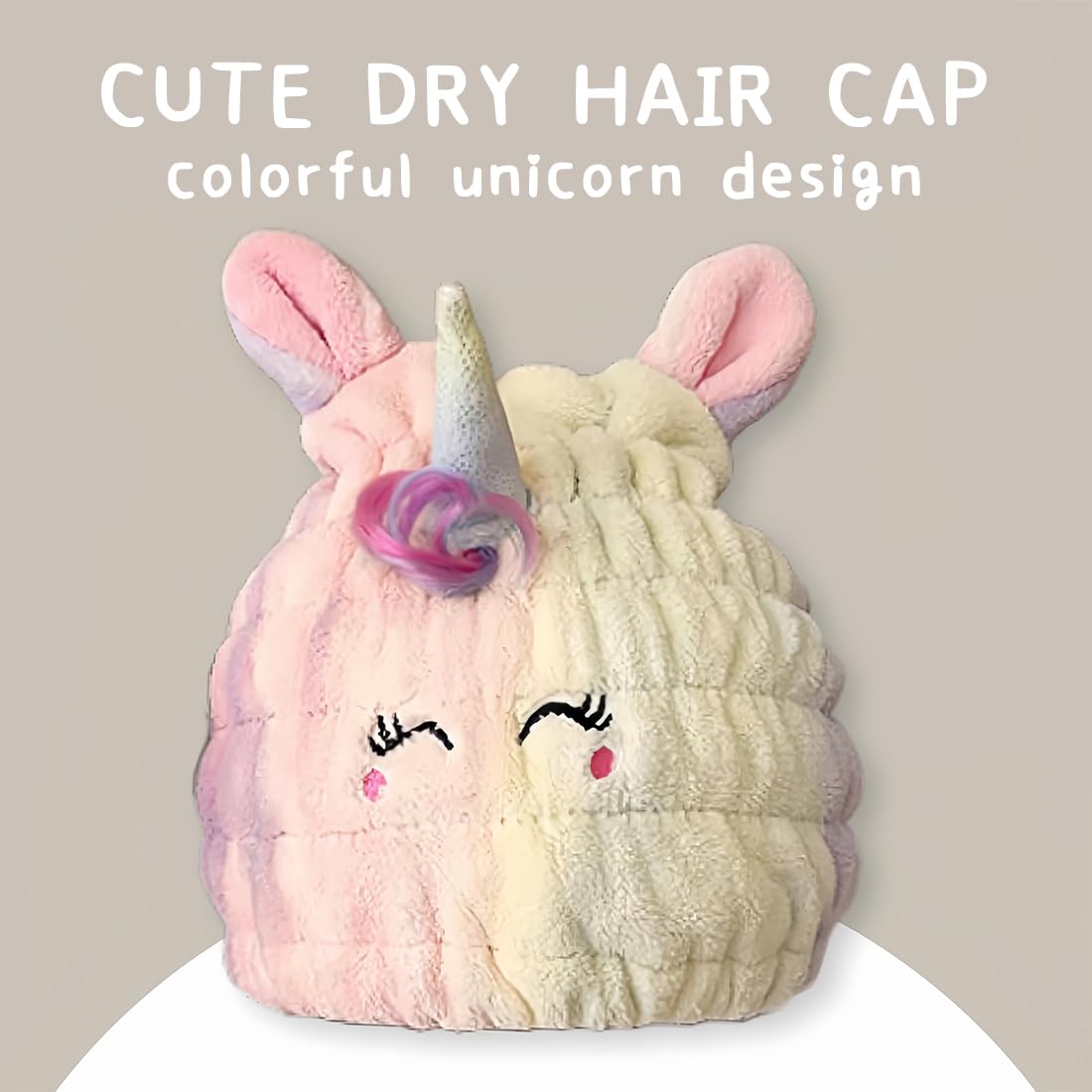 Unicorno Asciugamano Capelli Turbante, Asciugamano Microfibra Capelli Bambini, Morbido Turbante Asciugacapelli, Asciugamano per Capelli Donna Ragazze Corti