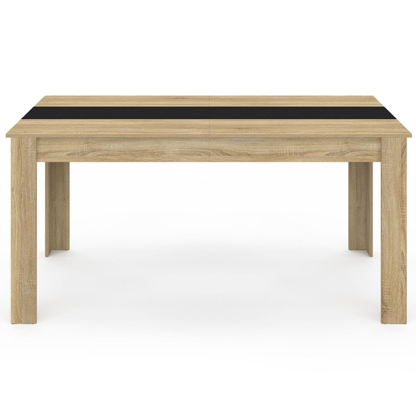 IDMarket - Tavolo da pranzo rettangolare GEORGIA per 8 persone in simil-faggio e nero 160 x 80 cm
