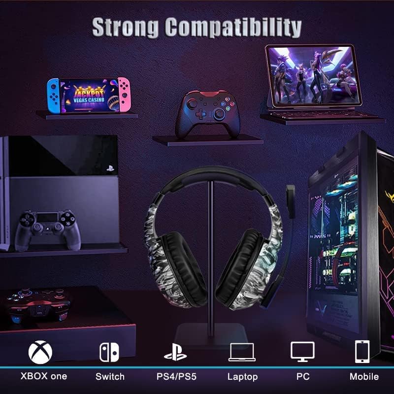 Miniatura 6 de Auriculares para juegos con micrófono PS4 PS5 Xbox auriculares con micrófono cancelación de ruido sonido envolvente para Playstation computadora PC