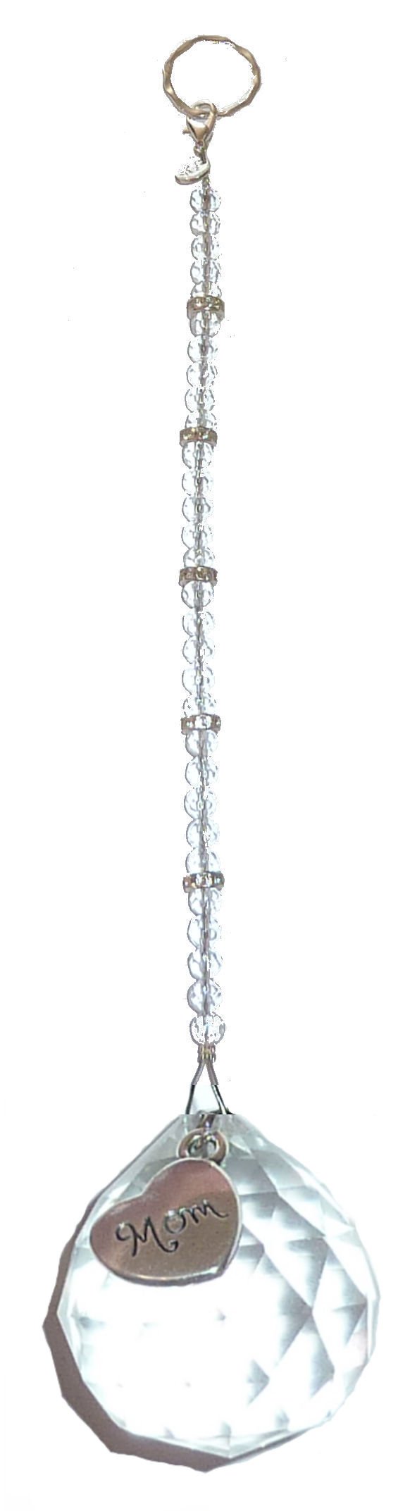 Sun Catcher Crystal with Charm, Rear View Mirror Car Charm Ornament, Hanging Pendent 30mm, Comes in a Gift Bag (Mom)