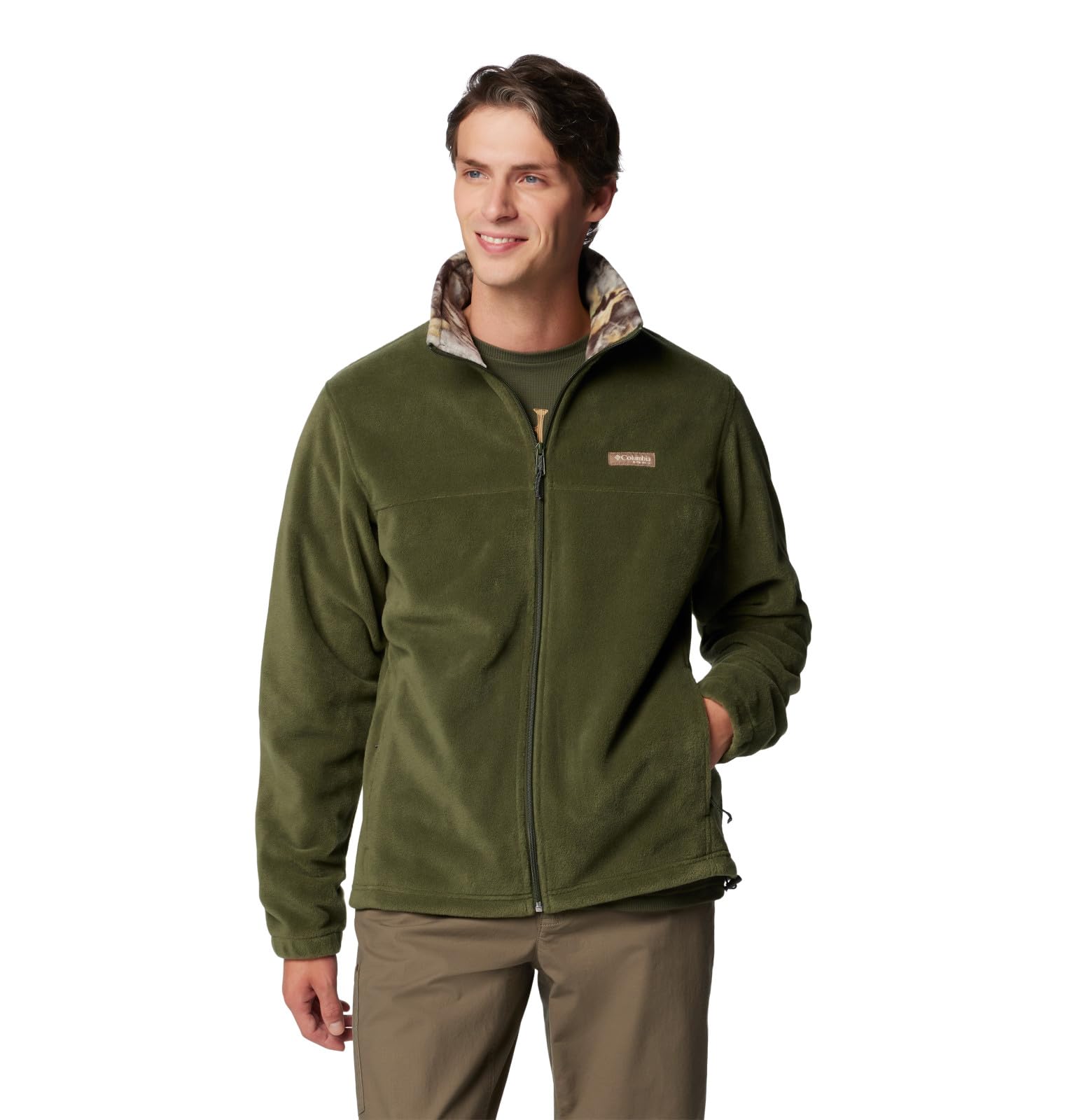 Columbia Men's PHG Fleece Jacket, Surplus Green/Timberwoods Camo, Large