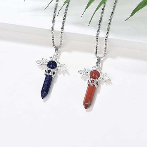 Miniatura 3 de JBAERD Collar de cristal curativo, collar con colgante de cristales de ópalo, collar con colgante de piedra preciosa de ojo de tigre, amatista,