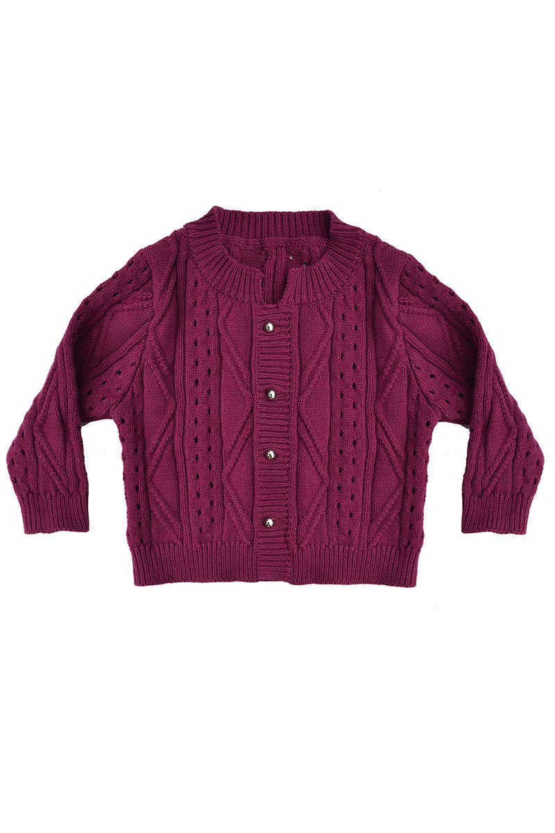 Mogo Baby - Mädchen Baby Kinder Trachtenstrickjacke weinrot, WEINROT, 50/56