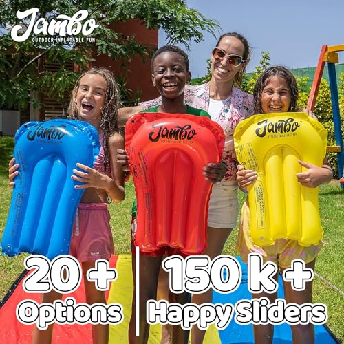 Image of JAMBO 40FT x 7FT XL MEGA Water Slide, 2 Bodyboard Updated Model- Extra Long Extra Wide Slip Splash Slide for Kids, Heavy Duty Backyard Lawn Waterslide, Outdoor Water Toy, Splash Mat Splash Pad