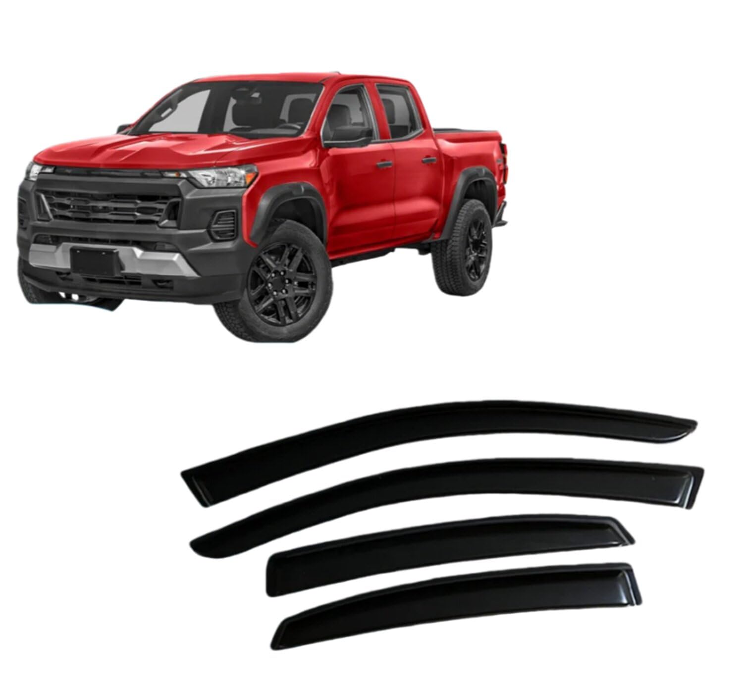 Liufangfc Normal Wind Deflectors For Chevrolet Colorado 23-25 Crew Cab – 4Pc Tape-On Smoked Visors, Weatherproof, Anti-Salt/Snow, Low-Noise