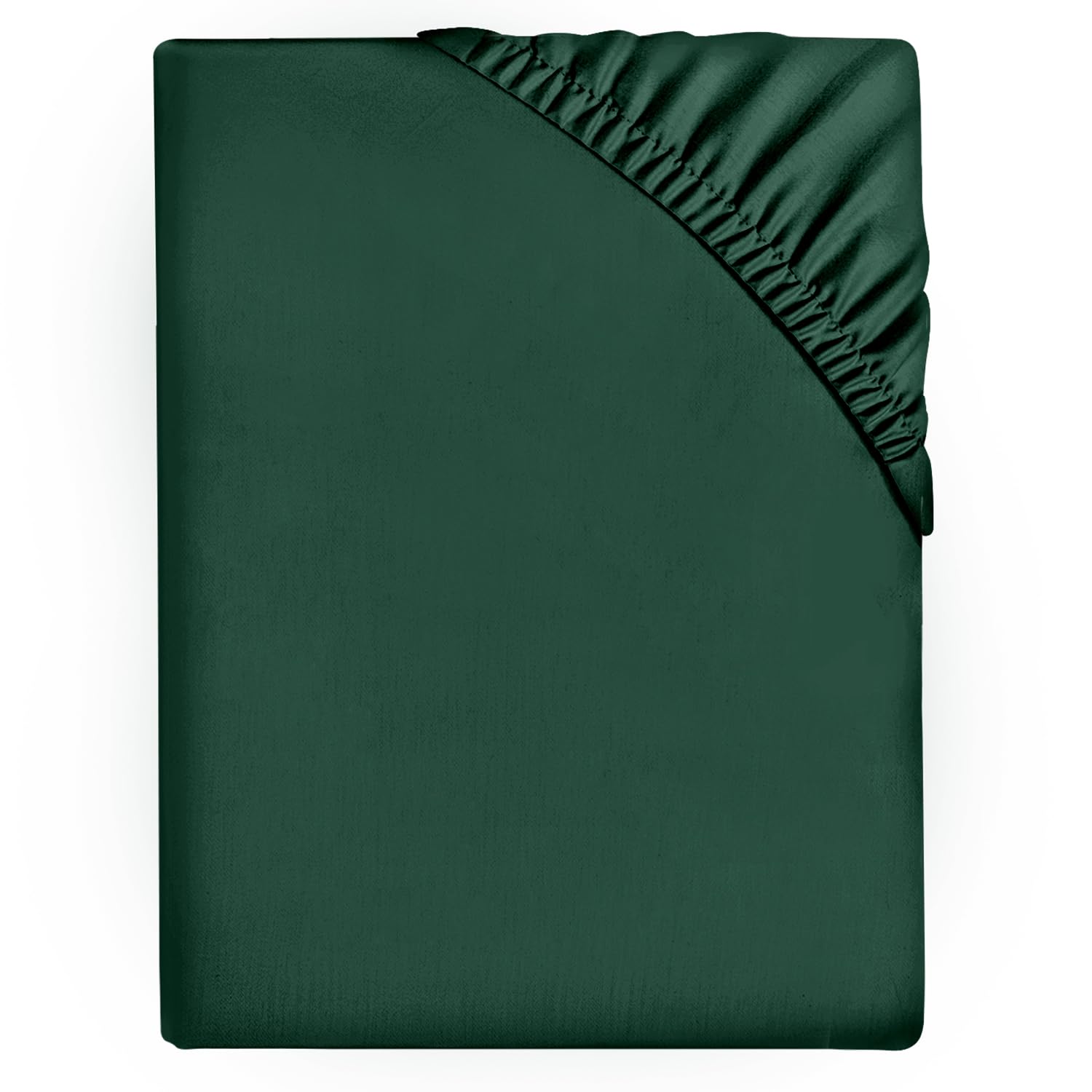 Microfiber Fitted Sheet Double - (25cm) 10 inch Deep Pocket Double Bed Sheets - Corner Elastic Bedding Sheets (137 x 193cm) - Fade Resistant Bedsheets - Dark Green