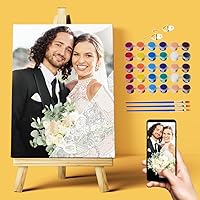 Mougins Custom Paint by Numbers Kit: Personalized Photo to DIY Canvas Oil Painting for Beginners, 12x16" No Frame Gift Set