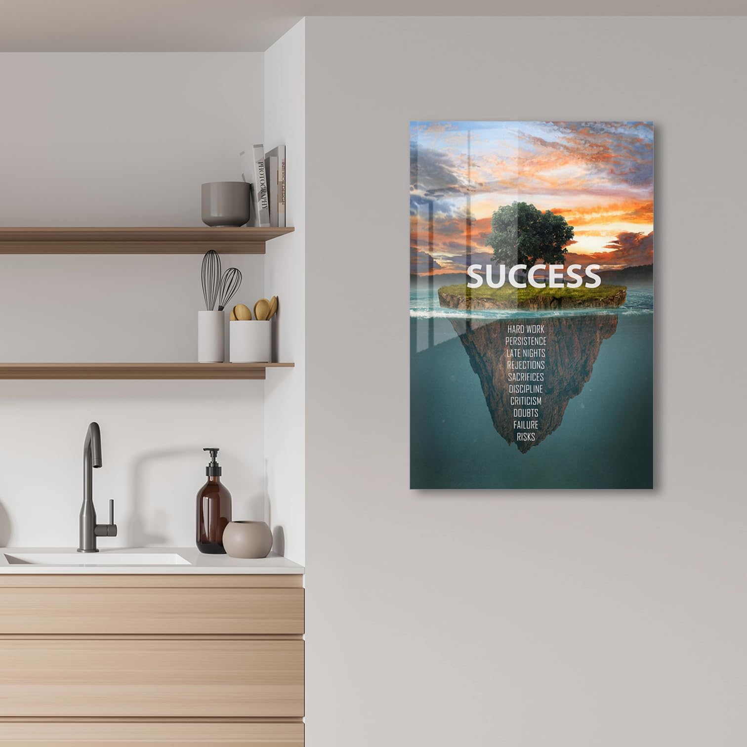 AREDE Quadro da parete stampato su plexiglass 60 x 40 cm – Testo motivazionale – Stampa artistica di alta qualità su vetro acrilico – Decorazione murale per soggiorno, camera da letto, ufficio