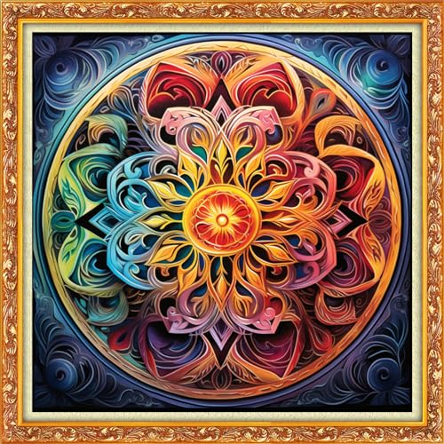 Image of Funxvoot Stamped Cross Stitch Kits Beginners Full Range of Embroidery Kits for Adults 11CT Embroidery Patterns Needlepoint Kits Printed Cross Stitch Kits-Magic Wreath 18x18 inch