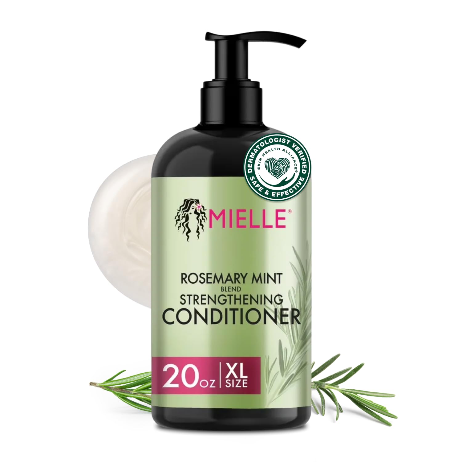 Mielle Organics Rosemary Mint Strengthening Hair Conditioner for Women & Men - Biotin Infused Detangling & Hydrating Conditioner to Increase