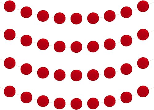 Tegeme 4 Piezas Guirnalda de Pompones de Fieltro Decoración del Árbol de Navidad Pancarta Colgante para el Hogar Ornamentos de Bolas 2m Guirnalda de