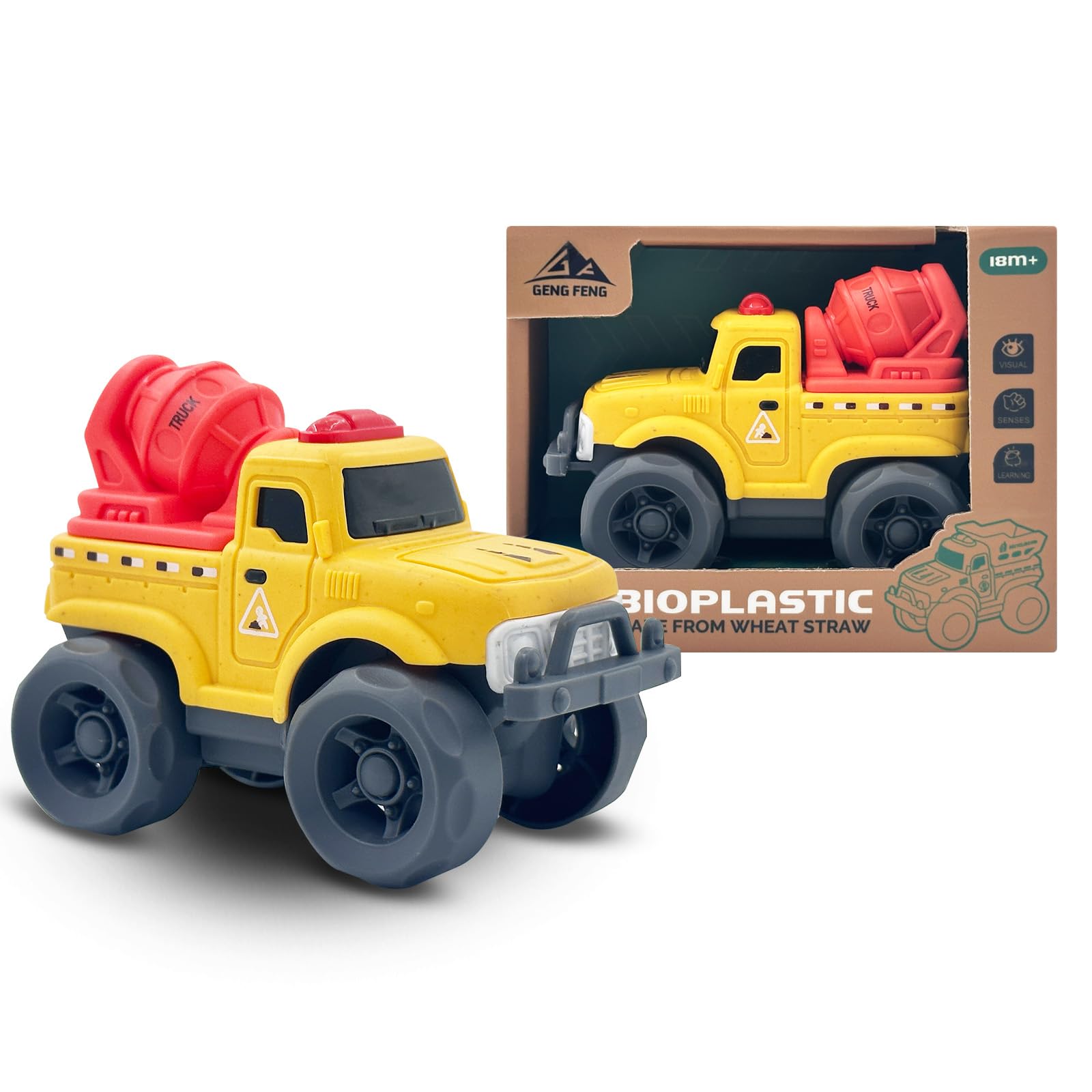 Cicili Toddler Car Toys for Boy Girl 1-3 Year Old, Yellow Mixer Cement Truck, BPA Free, Phthalates Free, PVC