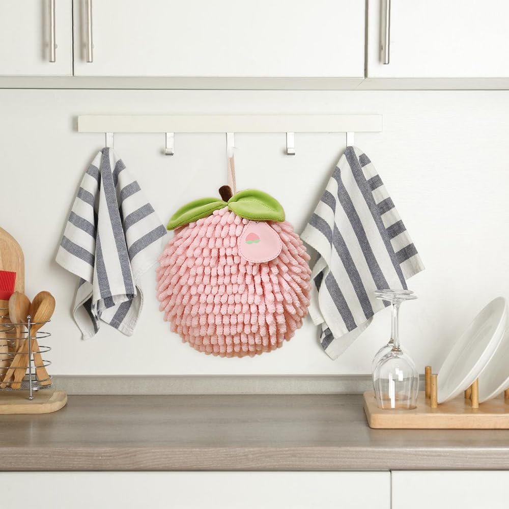 Confezione da 2 Asciugamani in Ciniglia, Asciugamano da Appendere ad Asciugatura Rapida, Morbidi Asciugamani Assorbenti Accessori per Bagno e Cucina