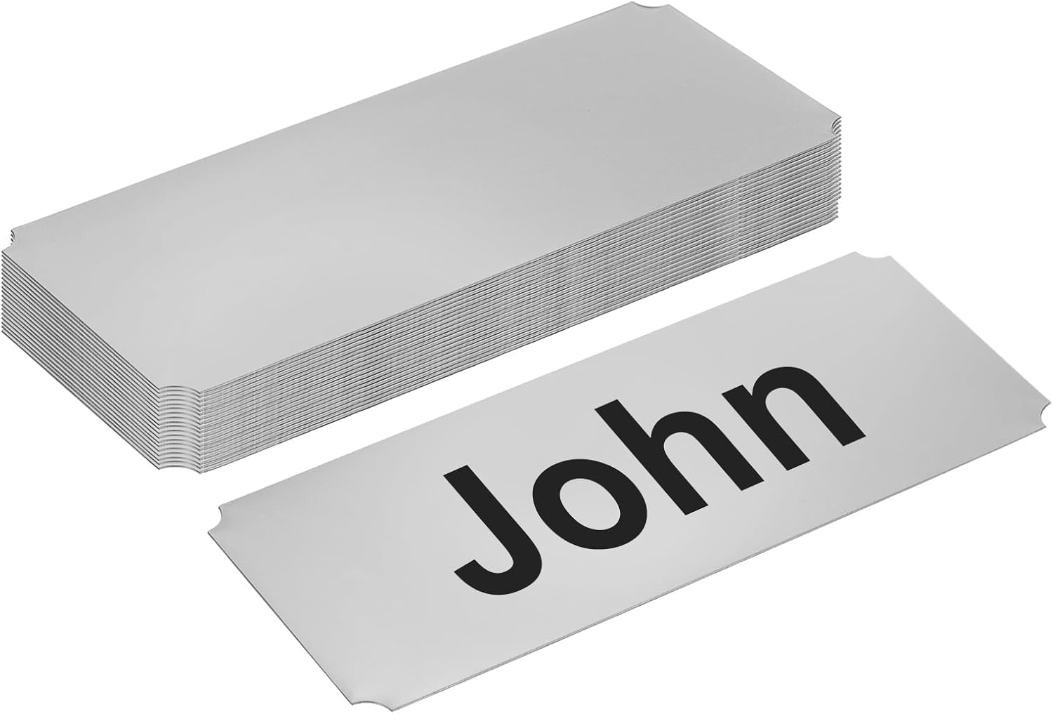 PATIKIL 6"x2.5" Stainless Steel Laser Engraved Mount Metal Name Plate, 20 Pack Self Adhesive Sign Personalized Custom Blank Plate for DIY Laser Printing, Notched Corner Black