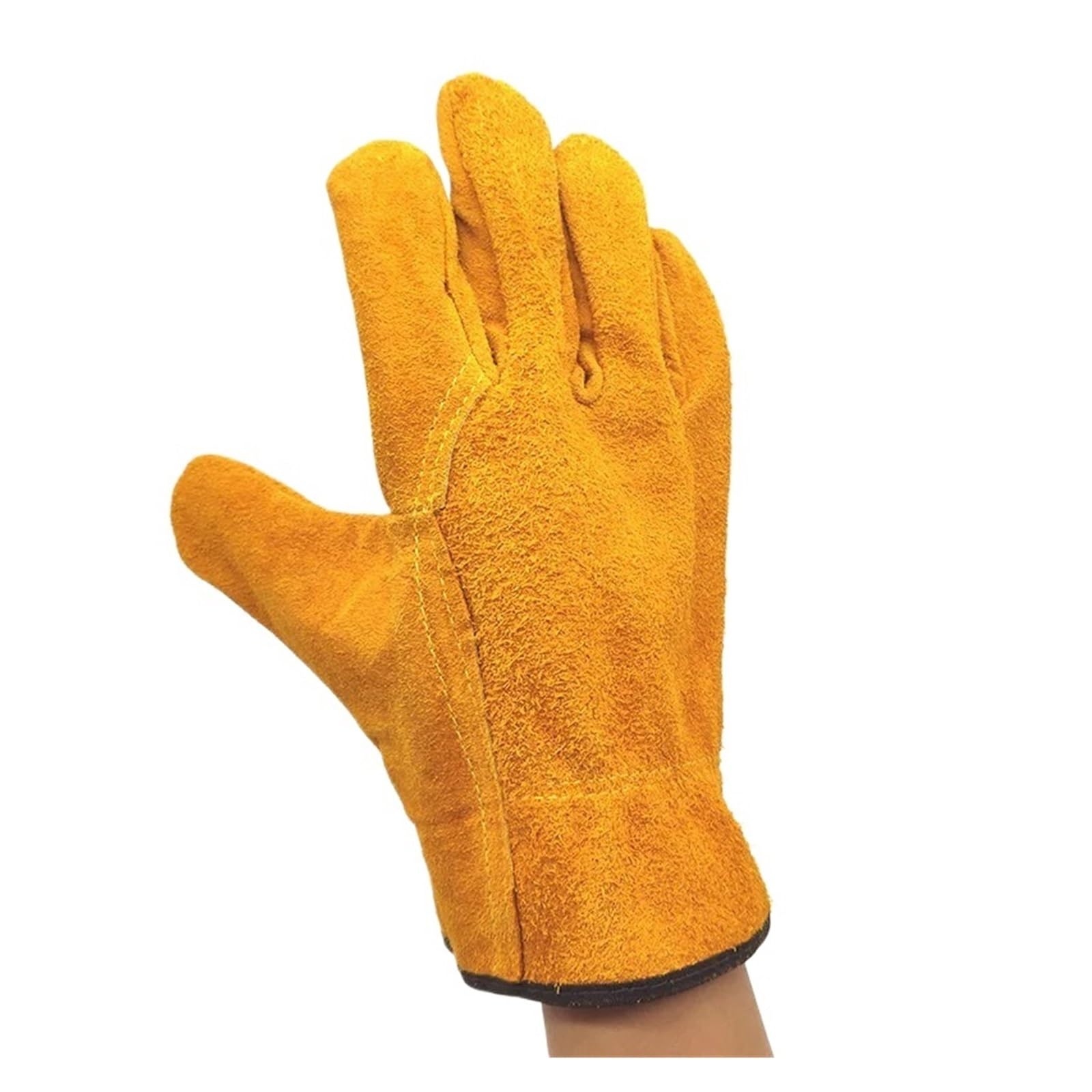Générique Gants de Soudeur en Cuir Vache, Gants Travail Jaunes 24,5 cm