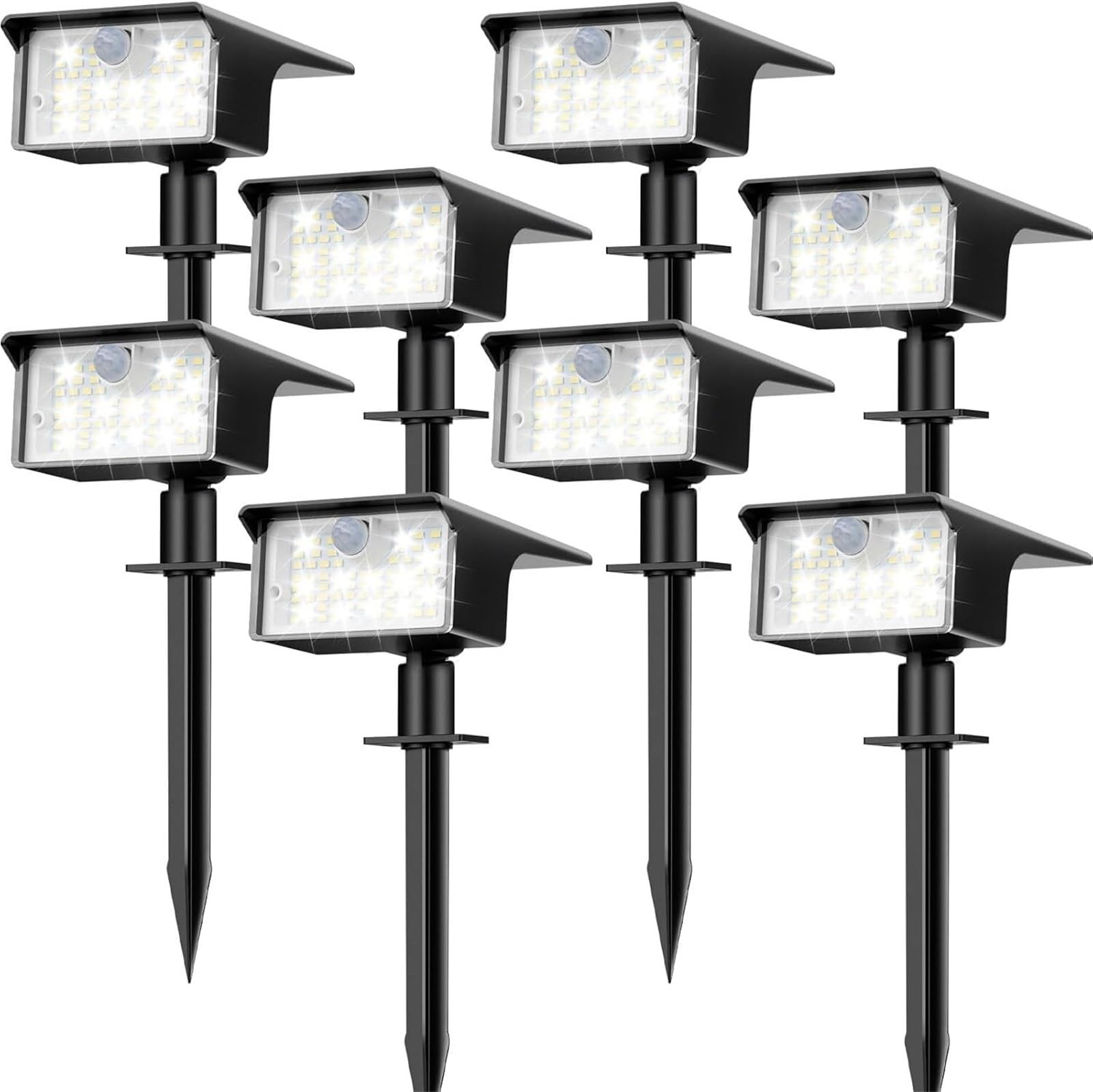 Gadsqdkok 8Pack-Cold White Solar Spot Lights Outdoor Motion Sensor, 3 Modes Solar Landscape Spotlights Outdoor Waterproof, For Yard Patio(8Pack-Cold White)