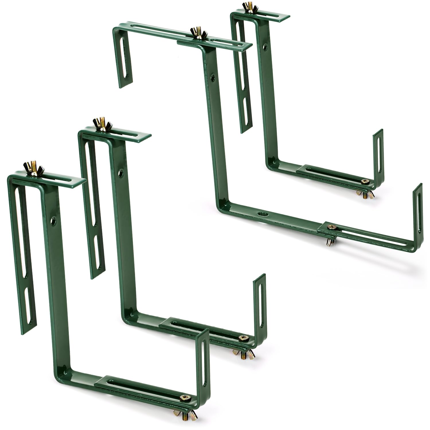 Support de bac à fleurs com-four vert pour garde-corps de balcon, fixation métal réglable (4 pcs)