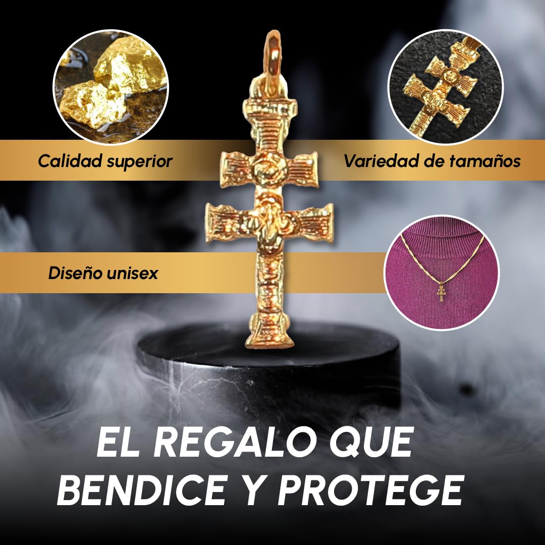 Cruz de Caravaca Oro Ley 18 Kilates 750ml - Relieve - Fabricadas en Caravaca - tamaño a elegir - Unisex - especial para regalo