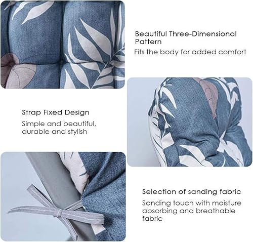 Miniatura 5 de Cojín para silla de patio de 67 pulgadas, para interiores y exteriores, con estampado floral, con lazos y cubierta superior, cojines antideslizantes