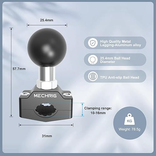 Miniatura 4 de Soporte de abrazadera de manillar de aleación de aluminio, base de perno en U con cabezal de bola de 1 pulgada compatible con soporte RAM, brazo de