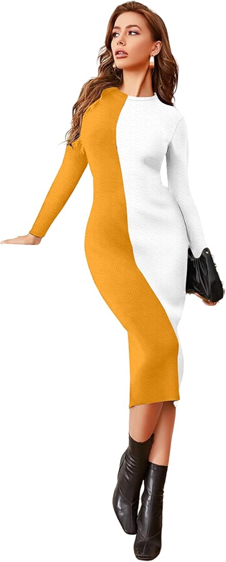Buy Reddit Women's Lycra Designer Bodycon Round Neck Solid Maxi Short  Sleeve Regular Fit Western Dress (AG2-355_Yellow_XL) at Amazon.in