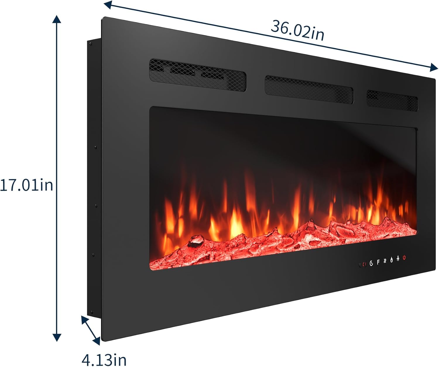 Clihome 70'' TV Stand with 36'' Electric Fireplace, Modern TV Console for TV up to 80", 2 Tier Entertainment Center Console Cabinet with Fireplace Insert, Black