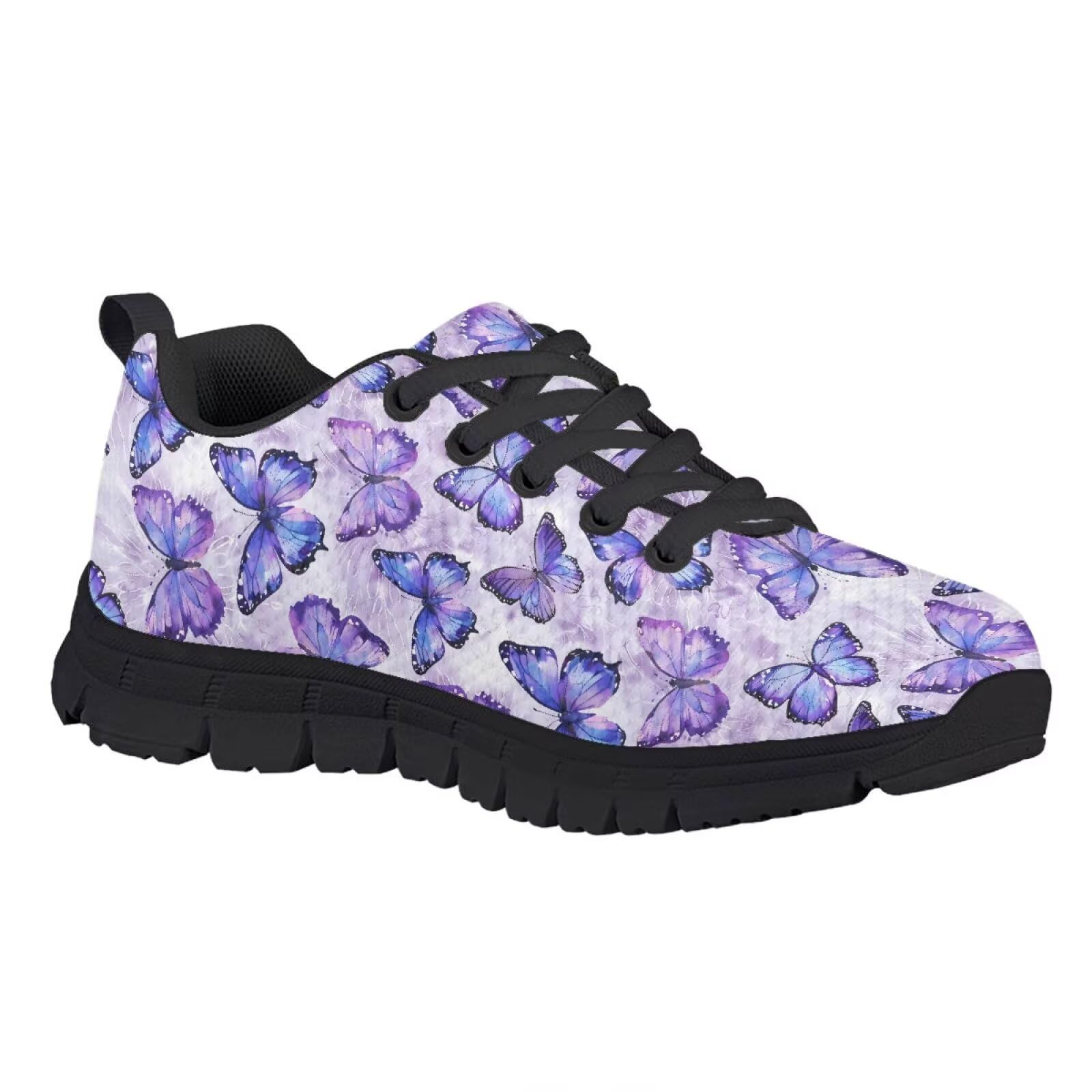 Gorweirop Butterfly Sports Shoes Size 11 Tennis Shoes for Girls Cushioned Casual Sneakers for Party Outgoing Anti Skid Girls Volleyball Shoes for Child Tennis Bowling Black Edge