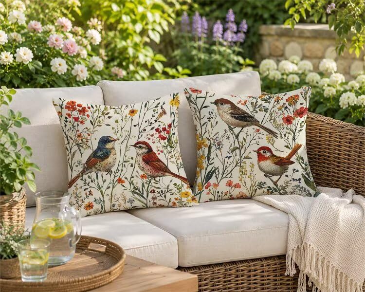 Housse de coussin impermeable anti tache lin beige 60x60