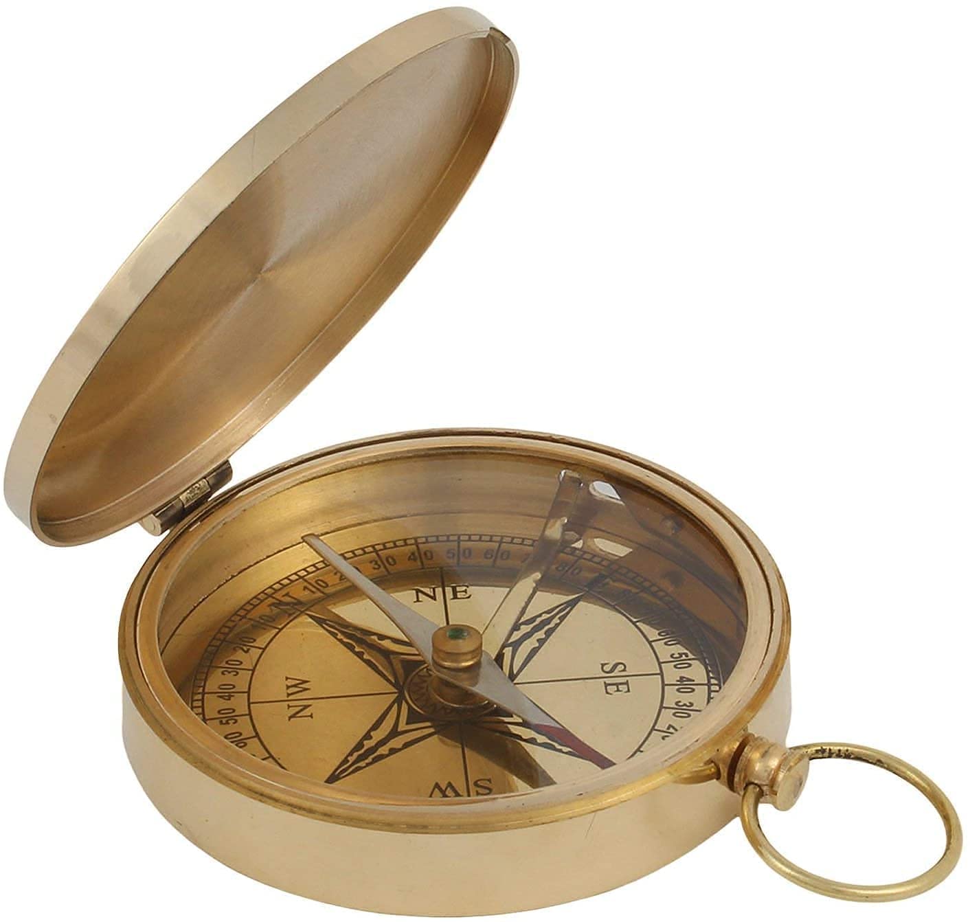 Antique Solid Brass Compass 2 Inch Brass Magnetic Compass Pocket Compass for Camping Compass-picture-36