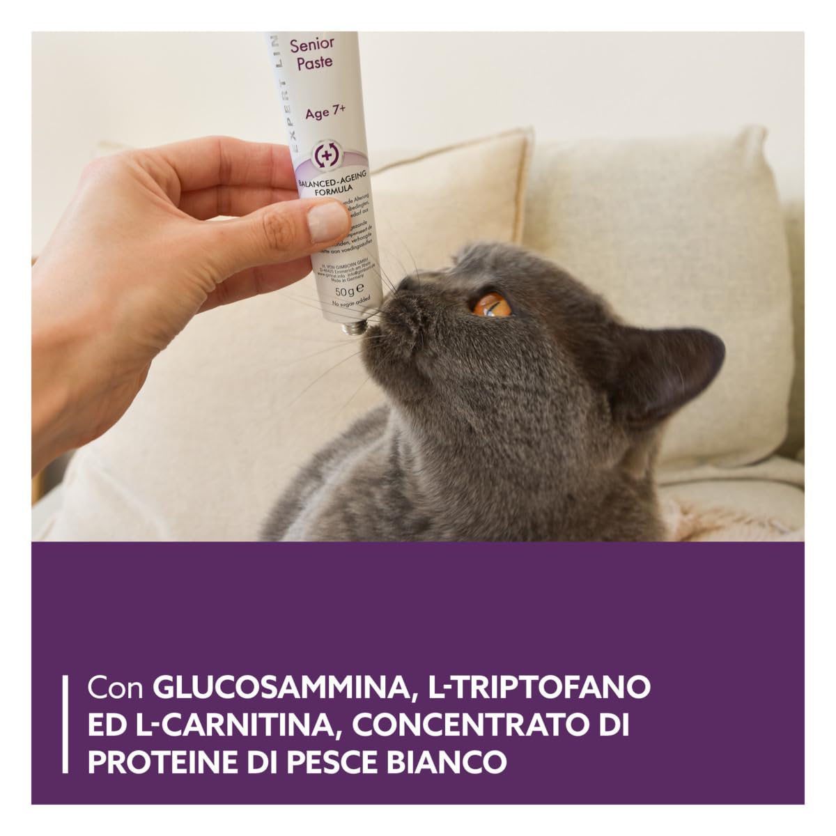 GimCat EXPERT LINE Senior Paste - Lo snack funzionale per gatti supporta l'invecchiamento sano dei gatti di età pari o superiore a 7 anni - 1 tubo