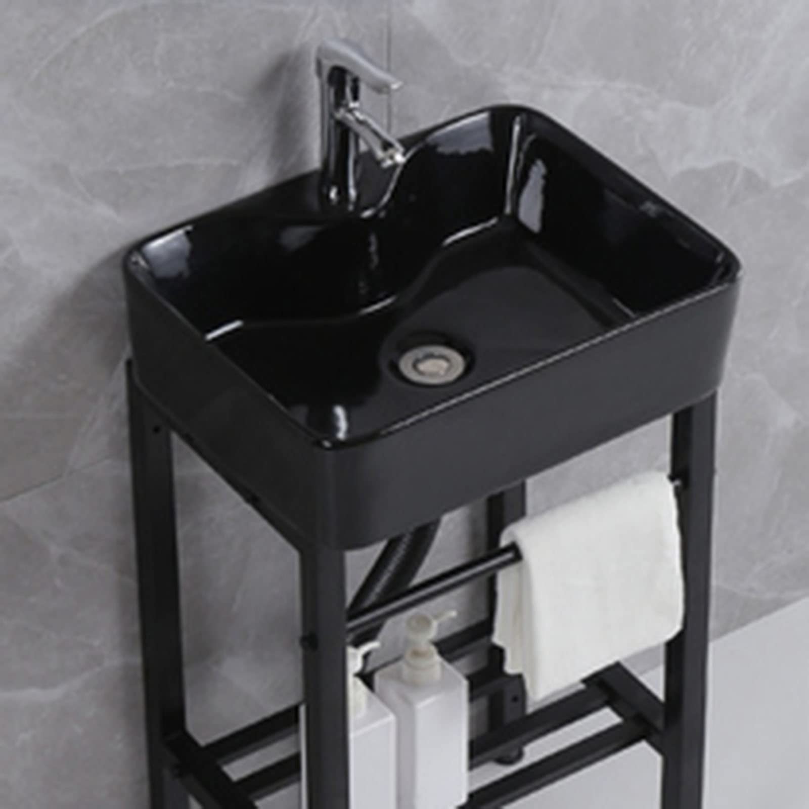 XBTGS Ceramic Utility Basin with Faucet, Commercial Sink, Stainless Steel Kitchen Basin, Single Bowl Compartment, Hygienic and Sturdy for Ease, I
