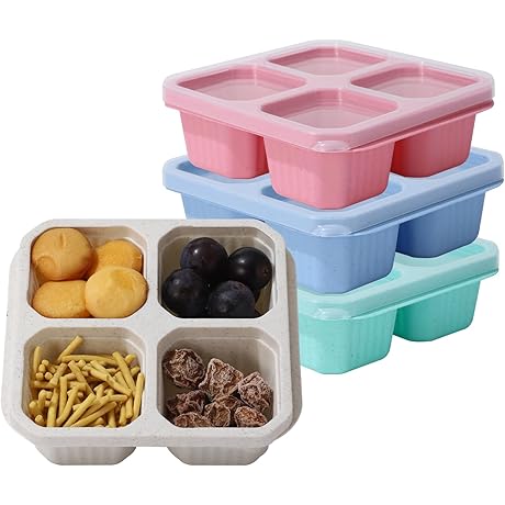 4 Pack Reusable Snack Containers with Lids