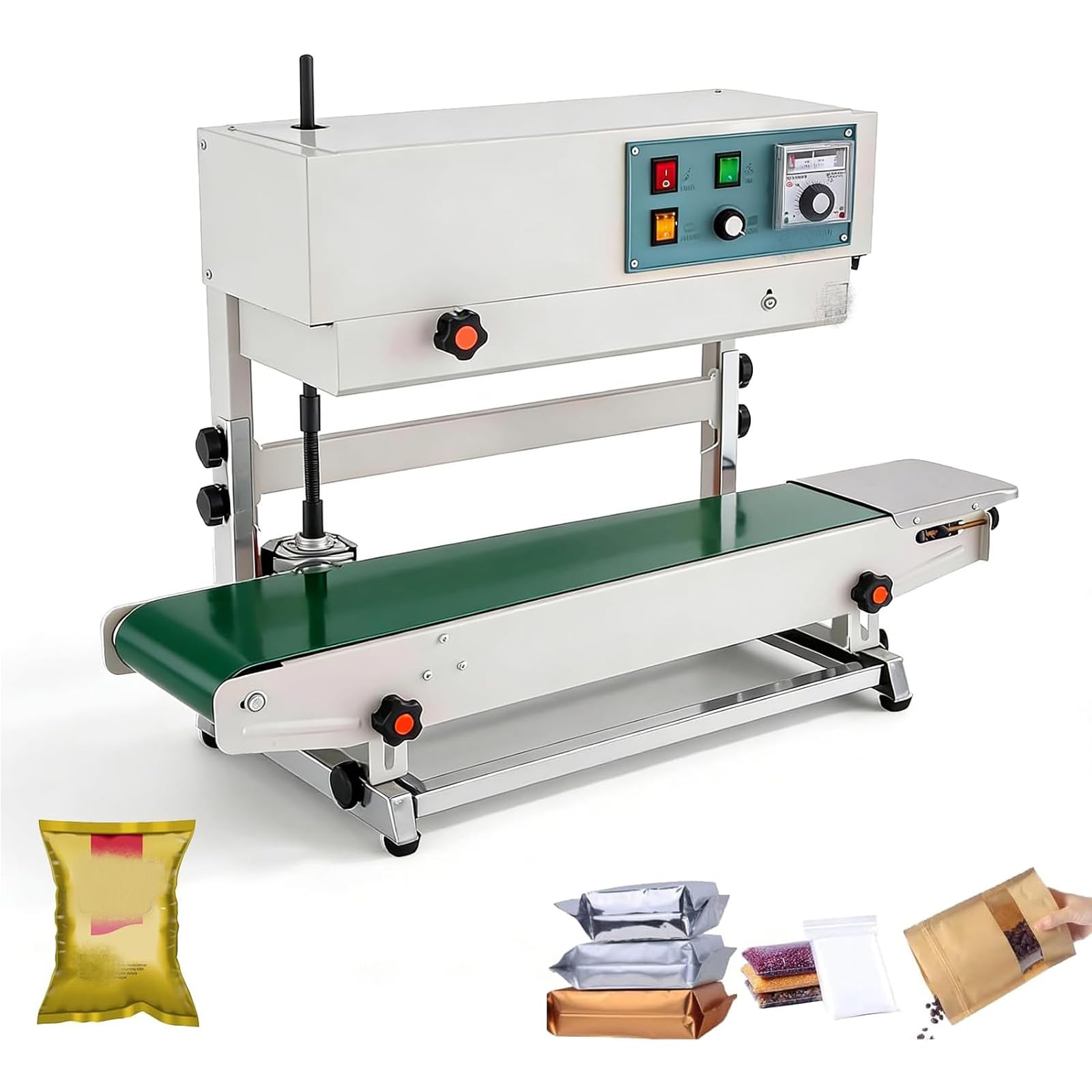 Máquina Selladora Térmica Comercial, Selladora Vertical De Banda Continua Para Bolsas De Plástico De 0,02 A 0,8 Mm De Espesor, Impresión Multirrueda Y Control De Temperatura Mediante Puntero.