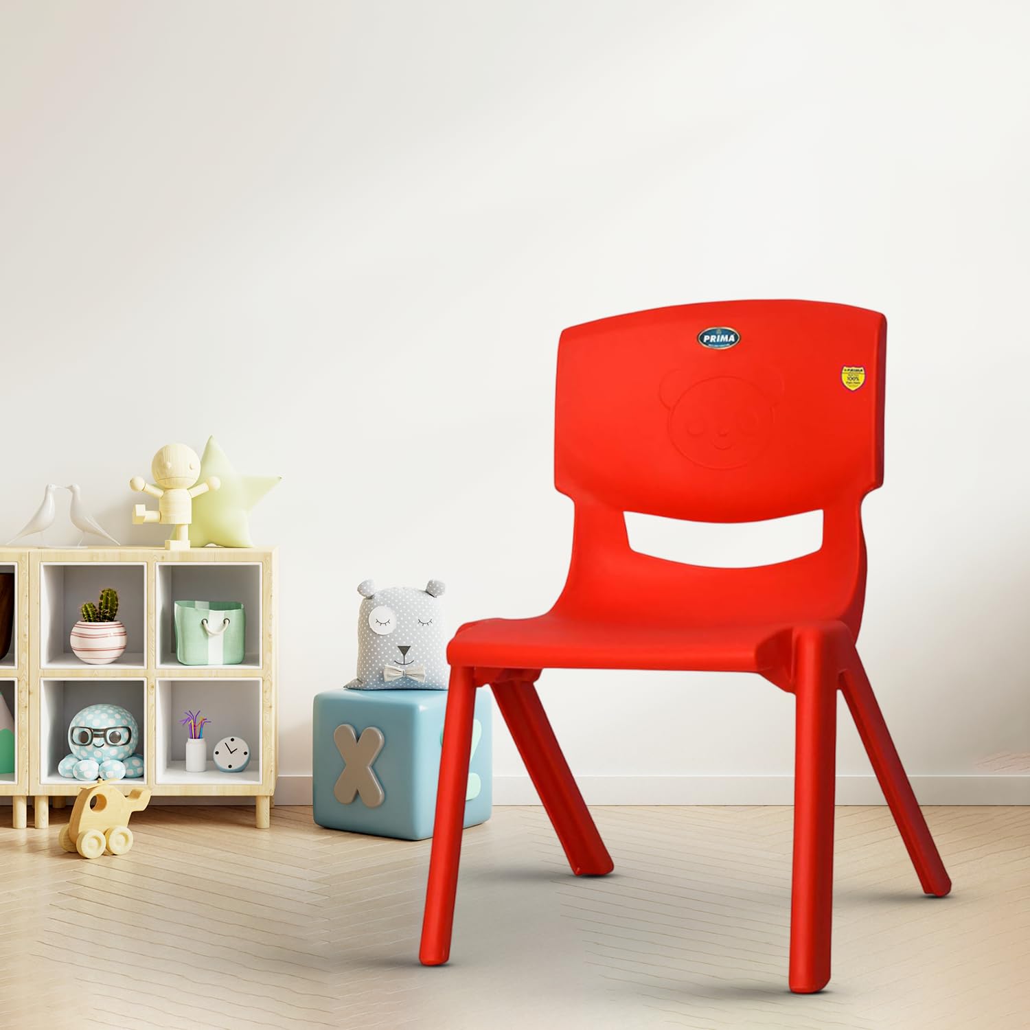 Prima Baby Plastic Chair 120 Strong Durable and Comfortable with Backrest for | Kids | Study | Play for Home/School/Dining for 2 to 6 Years Age, Red Color