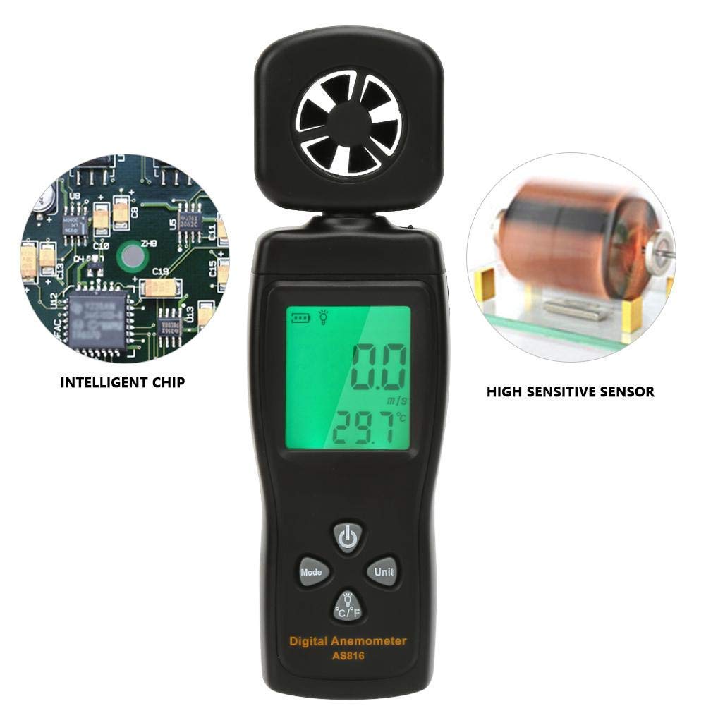 Testeur de Débit d'Air de Vitesse du Vent, SMART SENSOR AS816 0.3-30m / s Mini Anémomètre Numérique