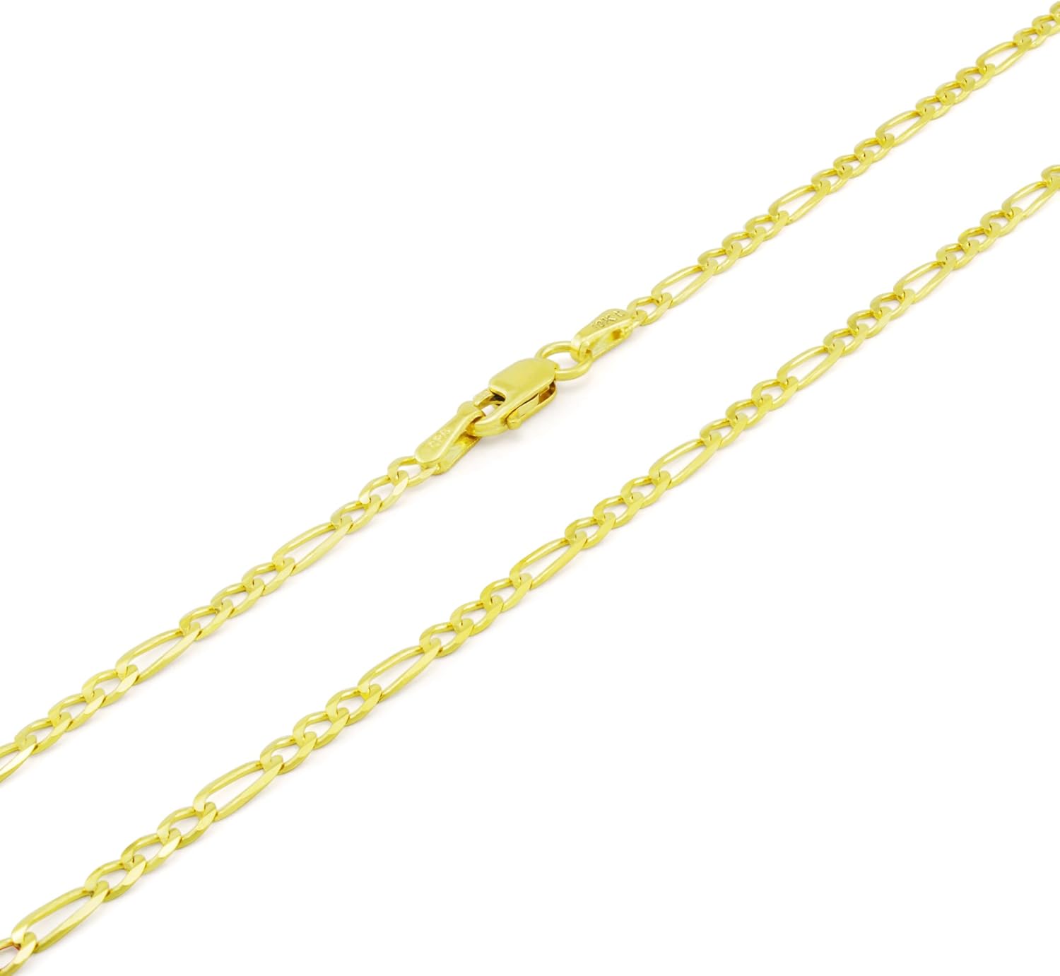 Nuragold 14k Real Yellow Gold Figaro Link 2.5mm Chain Necklace (16"-26") Italian Jewelry for Men & Women - Image 8