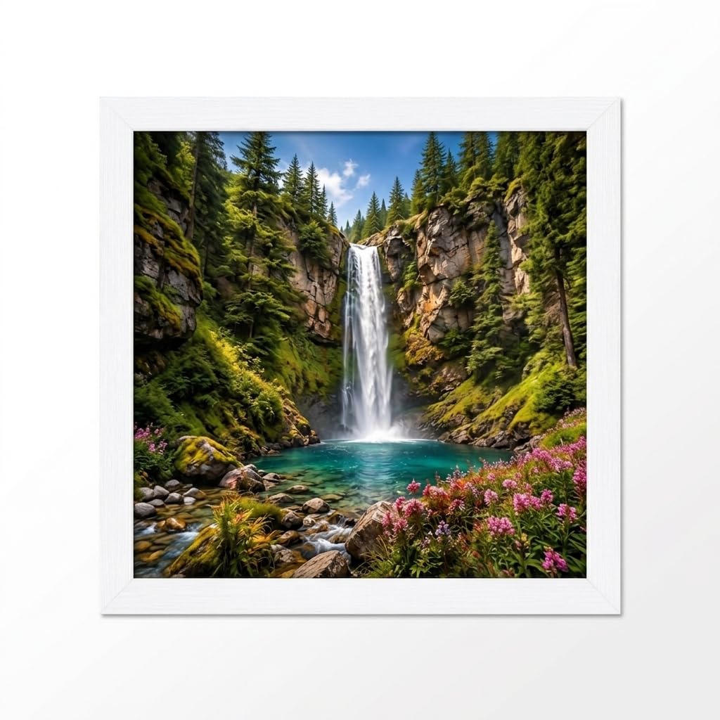 POOG 60x60cm WHITE Engineered Wood and Plexiglass, 600x600mm Photo Frame Dual Orientation Landscape or Portrait,Picture Frame Wall Hanging Display Photos artwork poster and prints (WHITE, 60x60cm)