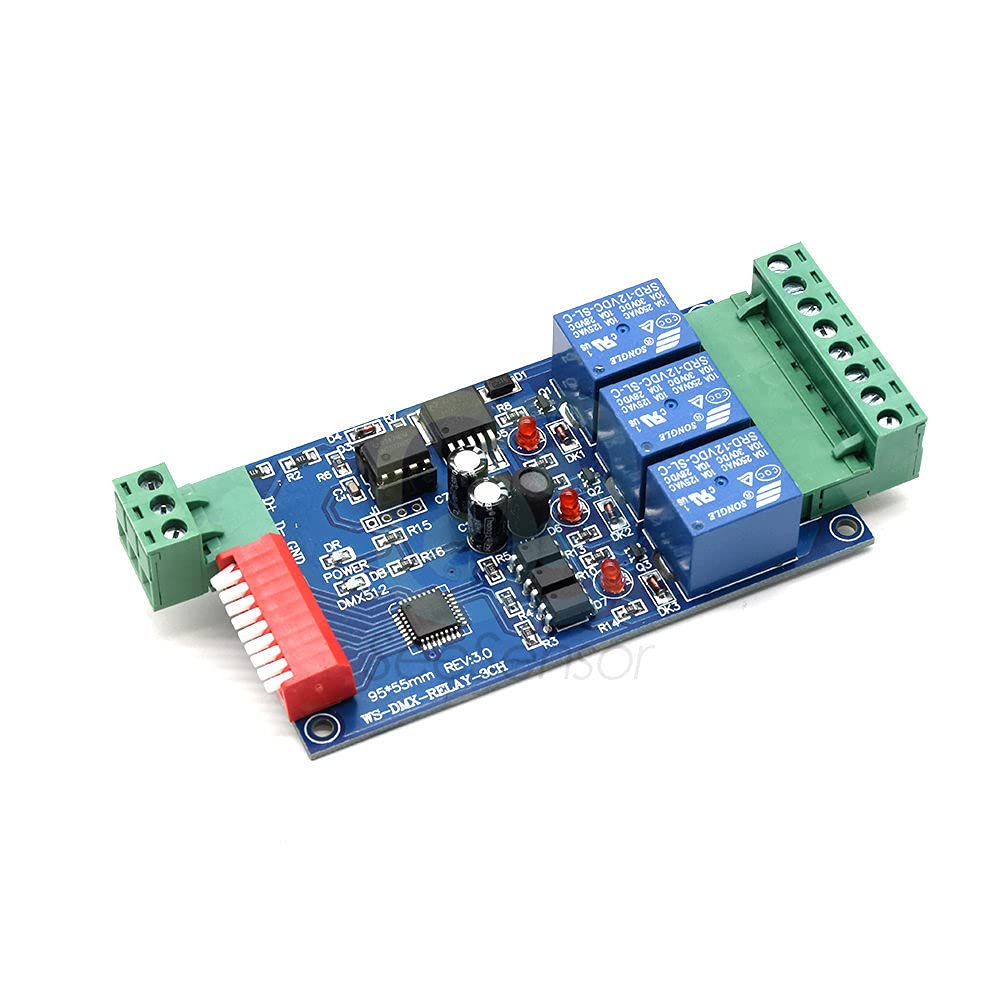 ElectronicMaker DC 12V 10A 3 Channel 3CH DMX 512 Relay Output LED DMX512 Decoder Relay Switch Controller Board