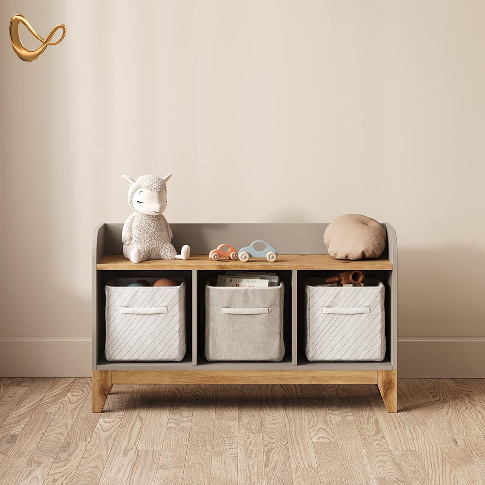 Livinity Panca per bambini Mailo, Cashmere/Artigianale, 107.2 x 63.8 cm XL con 3 cassettisoluzione pratica per organizzare i giocattoli