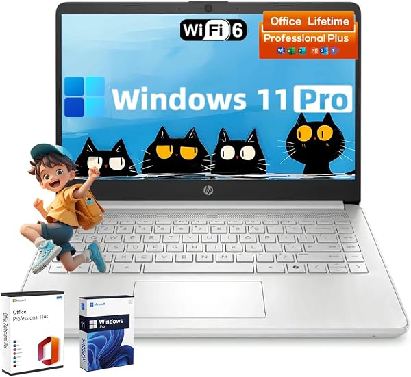 HP Business Student Laptop Computer - Windows 11 Pro & Microsoft Office Lifetime | 14 inch HD | AI-Powered, 12 Hr Batter