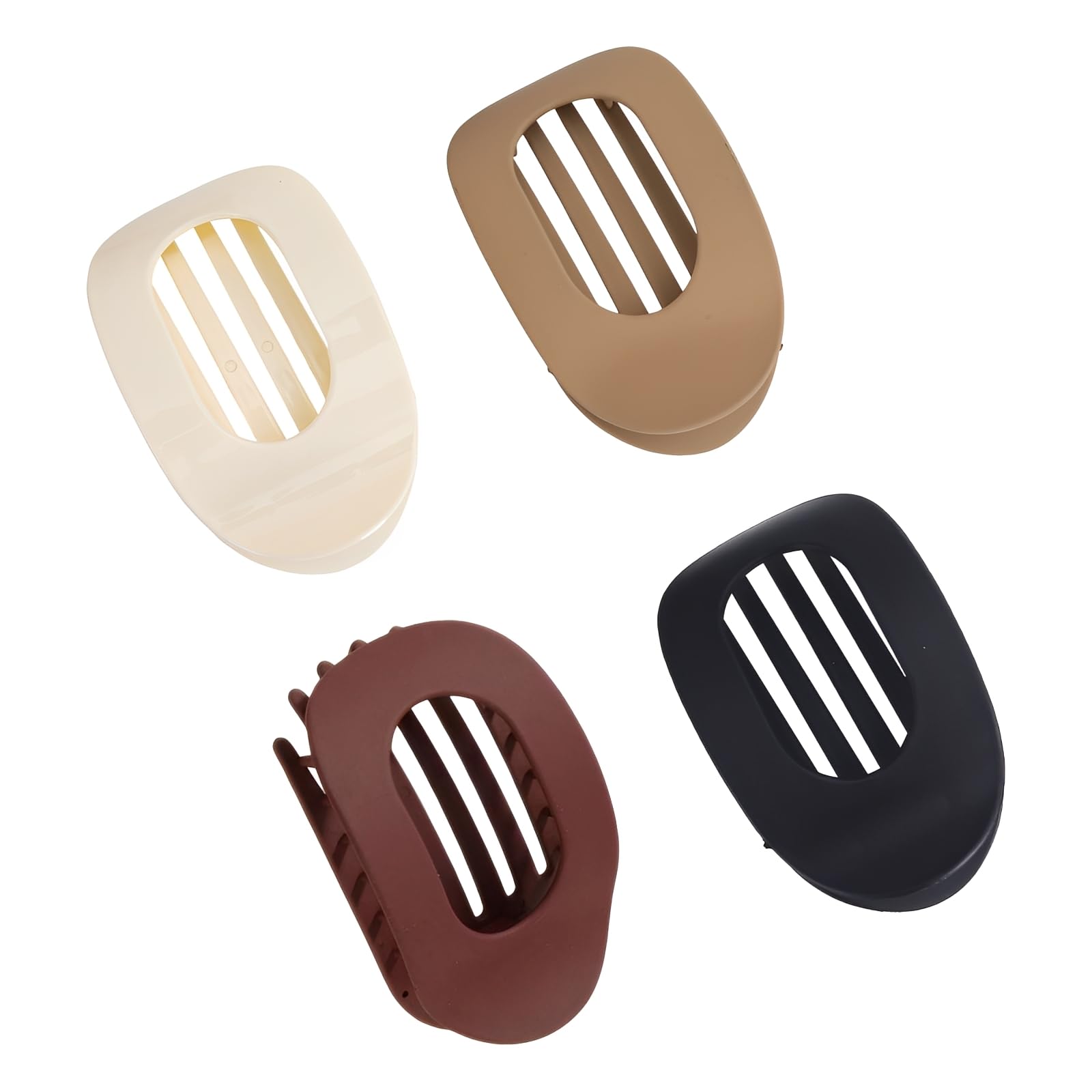 4 Pcs Flat Hair Claw Clips for Thick and Fine Hairs,Non Slip Flat Hair Clips Women,Curved Design Matte Hairs Clip with Comb Teeth,for Women and Girls Daily Styling Strong Hold (Mixed)