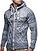 Leif Nelson Strickjacke Herren mit Kapuze & Reißverschluss (Grau, Größe XXL) - Strick Sweatjacke Männer Cardigan für Winter