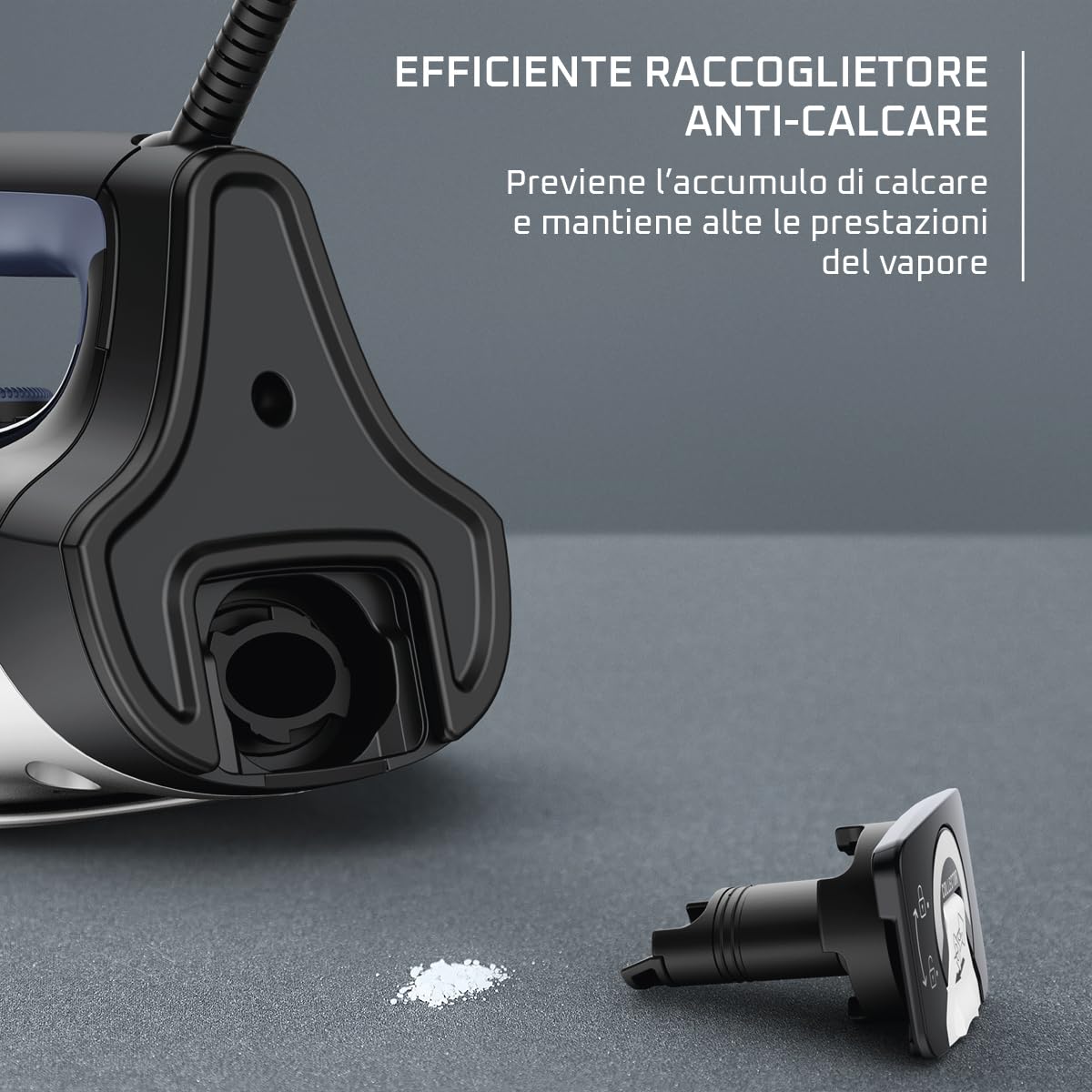 Rowenta DW7320D1 Everlast Anticalc Ferro a Vapore, 2700 W, getto a vapore potente, 400 micro-fori, sistema anticalcare, nero/azzurro, Nero/Blu