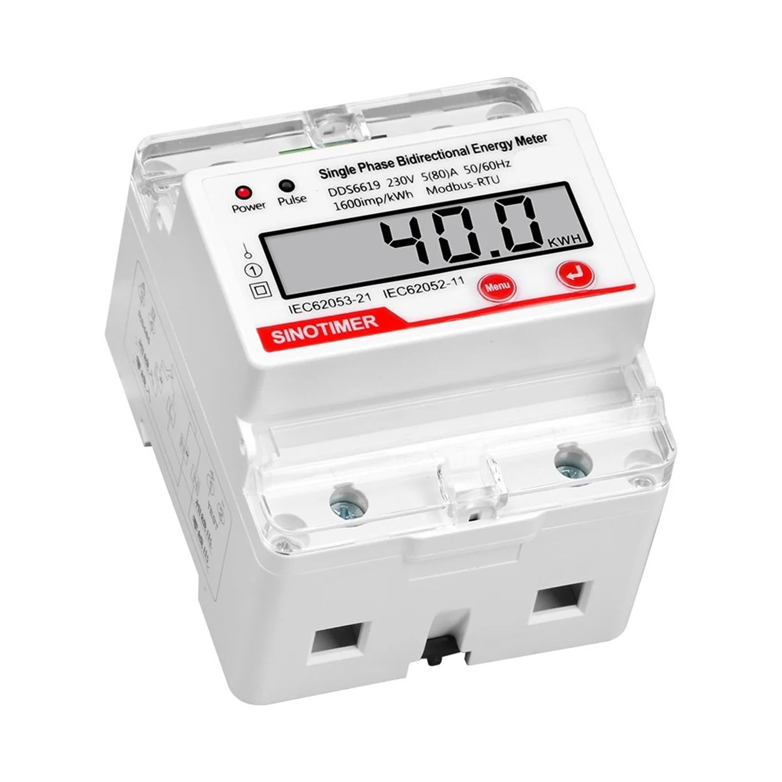 4P Single Phase DIN Rail Electronic Watt Power Consumption Energy Meter KWH LCD Digital Display with RS485 Modbus